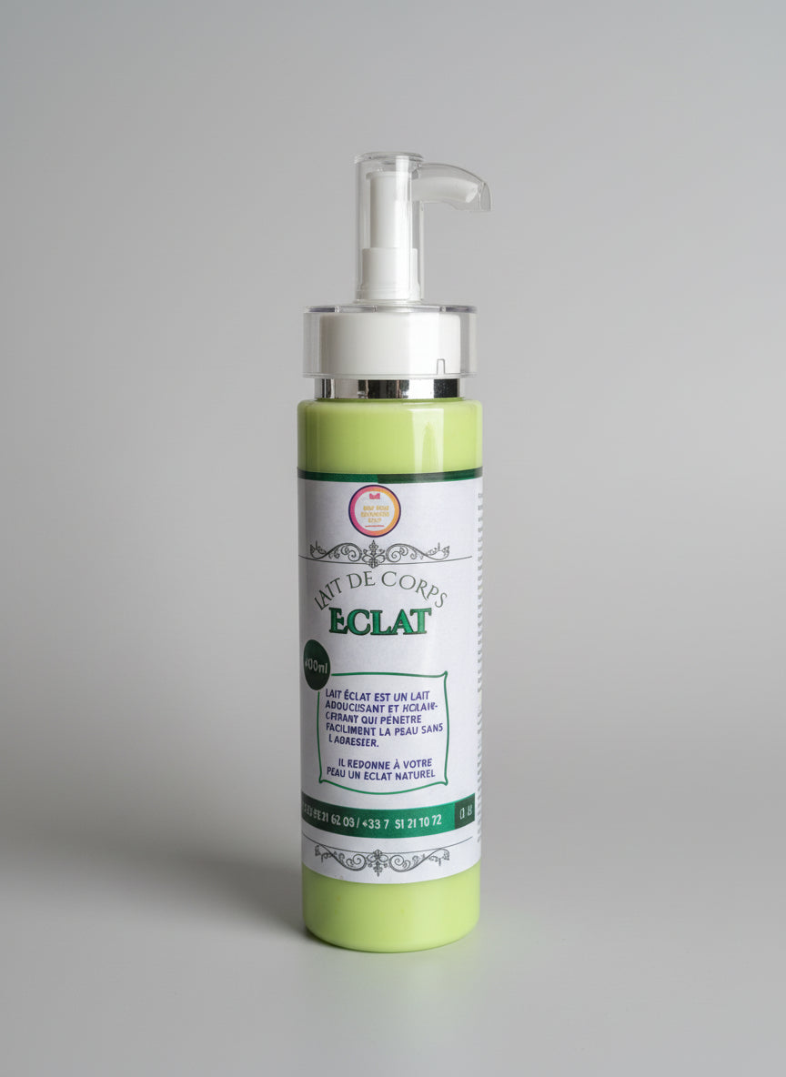 Le Lait de Corps Éclat Dodo Luxury hydrate, unifie et illumine le teint tout en laissant un fini doux et soyeux.