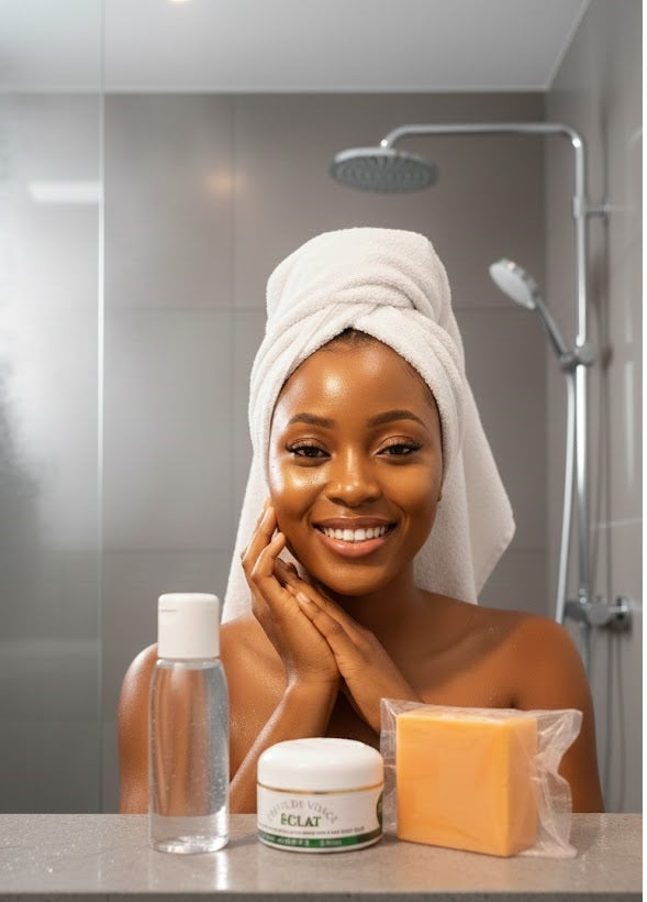 Kit visage pour intensifier l’éclat naturel des peaux claires à dorées, sans éclaircir.