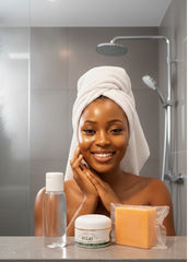 Kit visage pour intensifier l’éclat naturel des peaux claires à dorées, sans éclaircir.